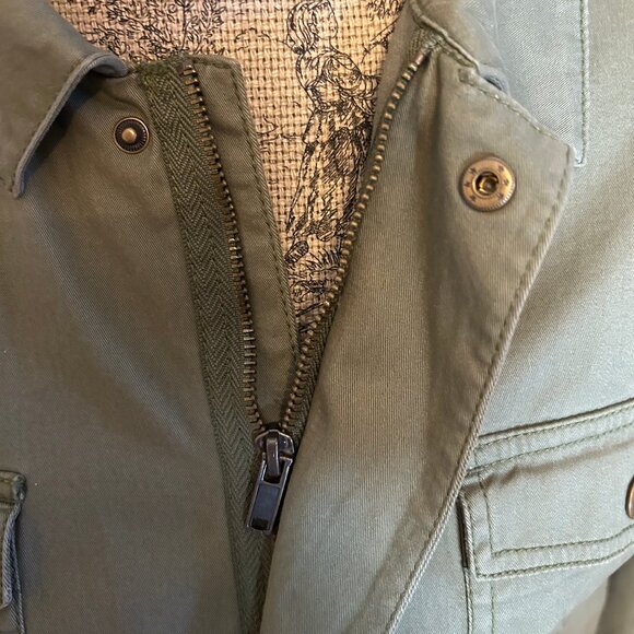 Women's Lucky Brand Fall Olive Green Utility Jacket  Zipper & Snap close size M - Picture 8 of 11